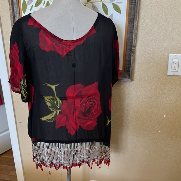 Magic of the moon Beaded hem vintage floral blouse (C9) - Picture 7 of 8